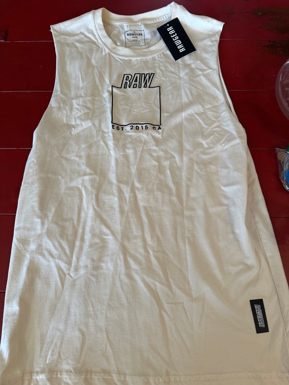 RAWGER Men’s cream/yellow Graphic sleeveless tee medium NWT